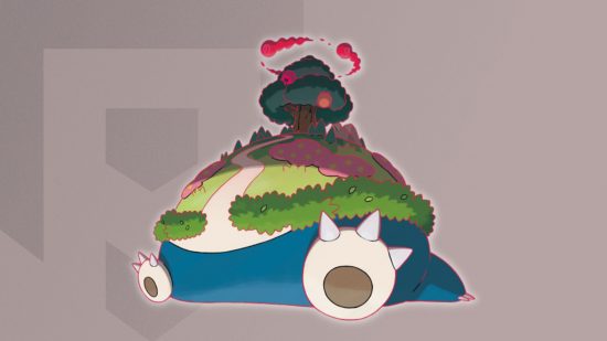 Gigantamax Pokémon Snorlax's form on a themed SmartRead background