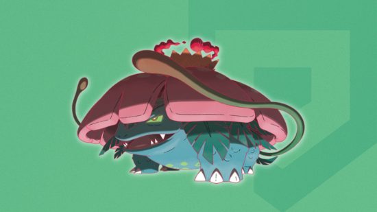 Gigantamax Pokémon Venusaur's form on a themed SmartRead background