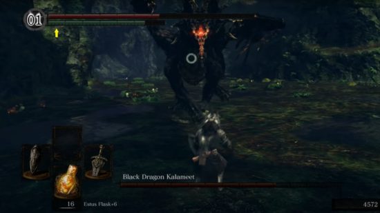 Dark Souls bosses: Kalameet charging at the chosen undead