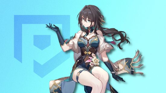 Honkai Star Rail's Ruan Mei pasted on an ice-blue PT background with a slight drop shadow