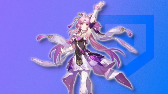 Honkai Star Rail tier list - Fu Xuan with her arm raised against a purple background with the SmartRead logo on it