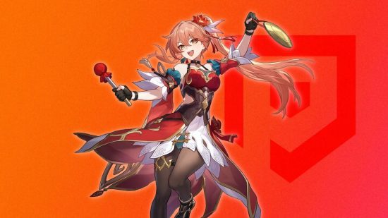 Honkai Star Rail Guinaifen's splash art on a red background