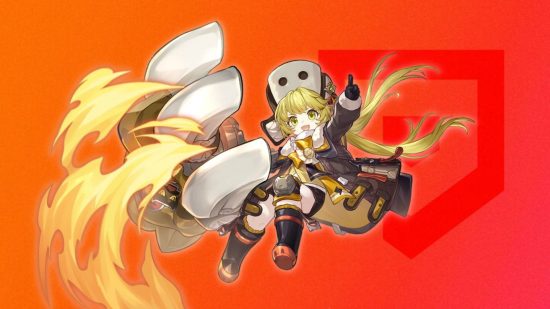 Honkai Star Rail Hook's splash art on a red background