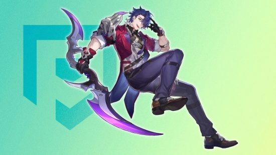 Honkai Star Rail Sampo's splash art on a green background