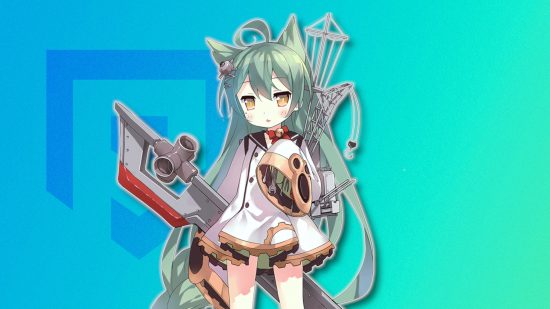 Azur Lane tier list: Akashi's splash art pasted on a blue-green PT background