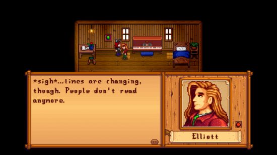 A conversation with Stardew Valley Elliott inside his cabin