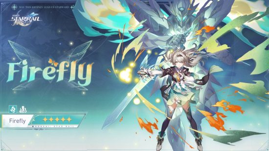 Honkai Star Rail's Firefly on her drip marketing graphic