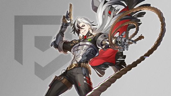 Honkai Star Rail Boothill's official splash art on a grey background