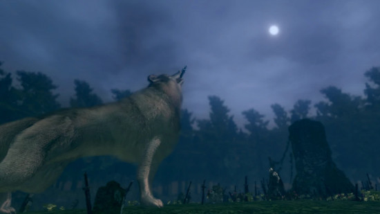 Dark Souls Sif howling at the moon in front of a grave and the chosen undead