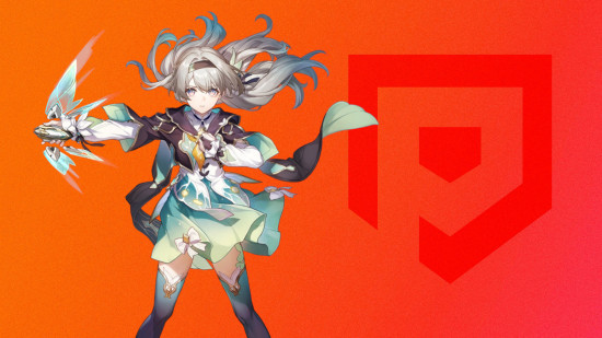 Honkai Star Rail tier list - Firefly standing against a red background with the SmartRead logo on it