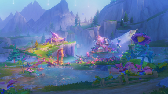 A screenshot of a beautiful, fairytale village in Simulanka from Genshin Impact update 4.8