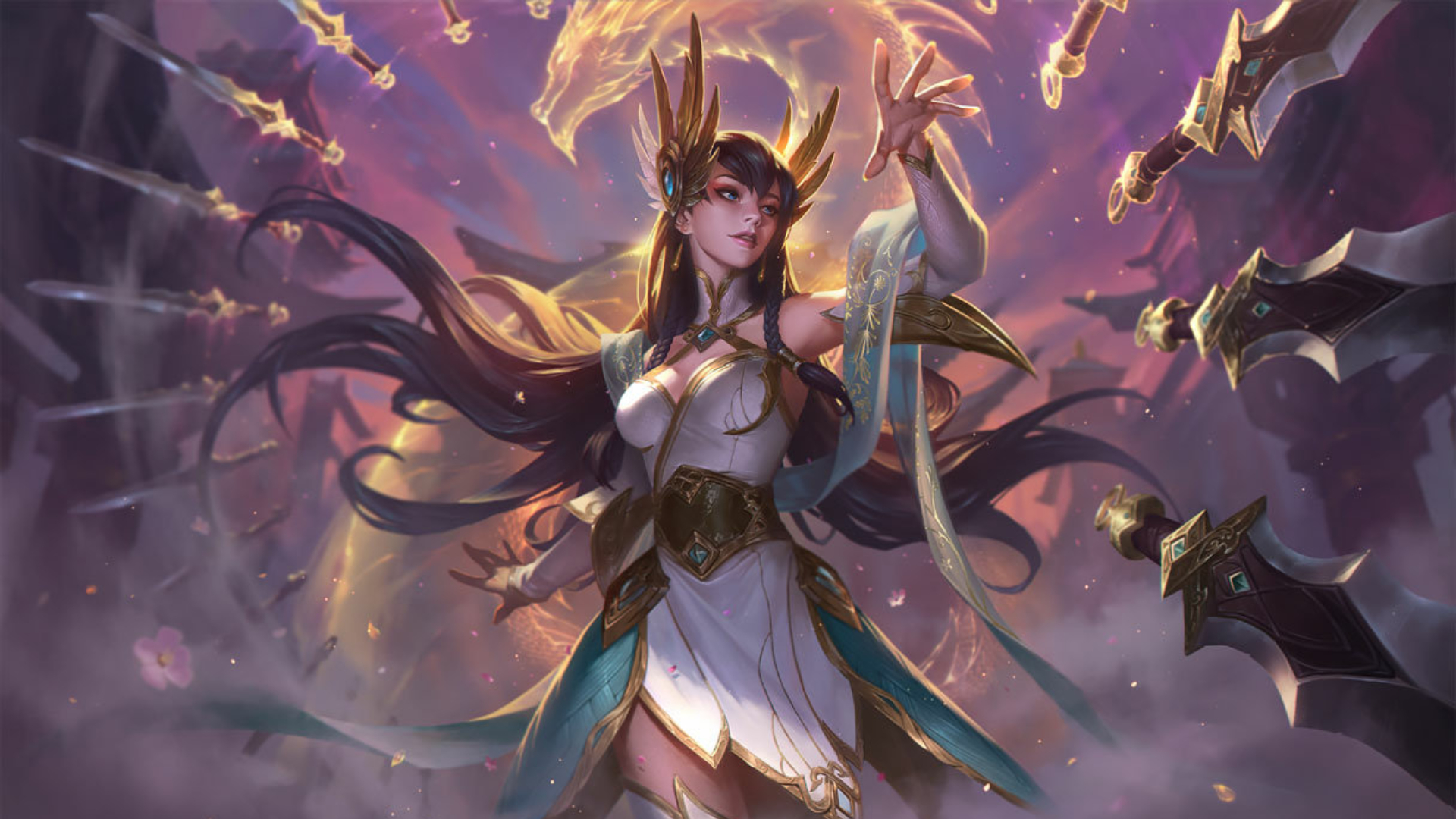 Irelia surrounded by her blades