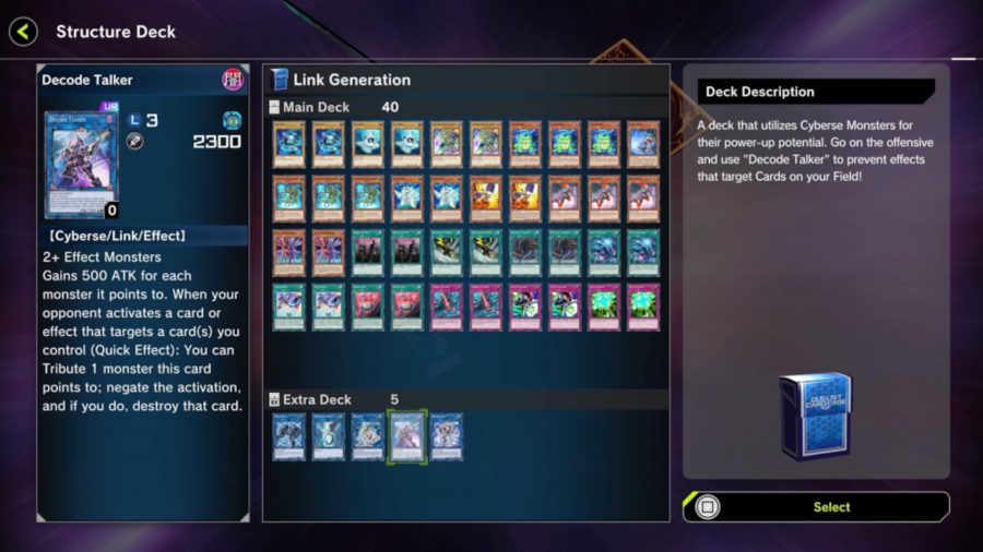 Link Generation deck list of Master Duel 